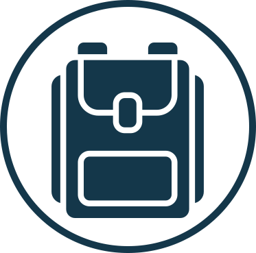 backpack circular blue icon